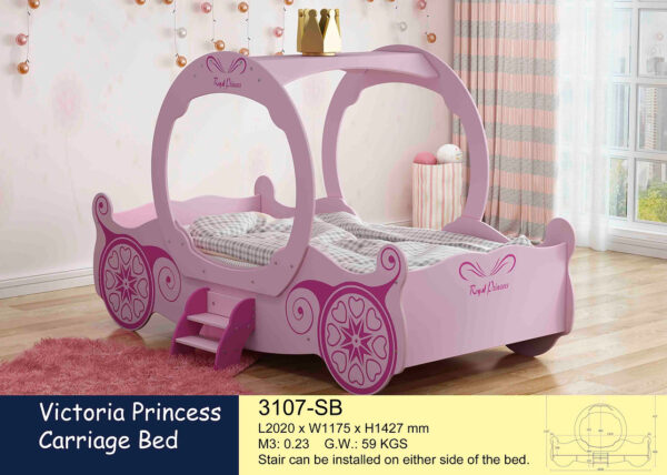Kids Pink Single Bed Frame Victoria Princess